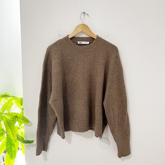 Zara Brown Fuzzy Sweater Size XL - Picture 1 of 5